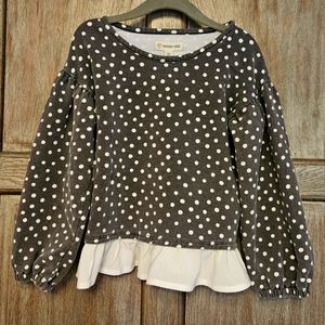 Tucker & Tate Girl's Gray/White Polka-dot Top